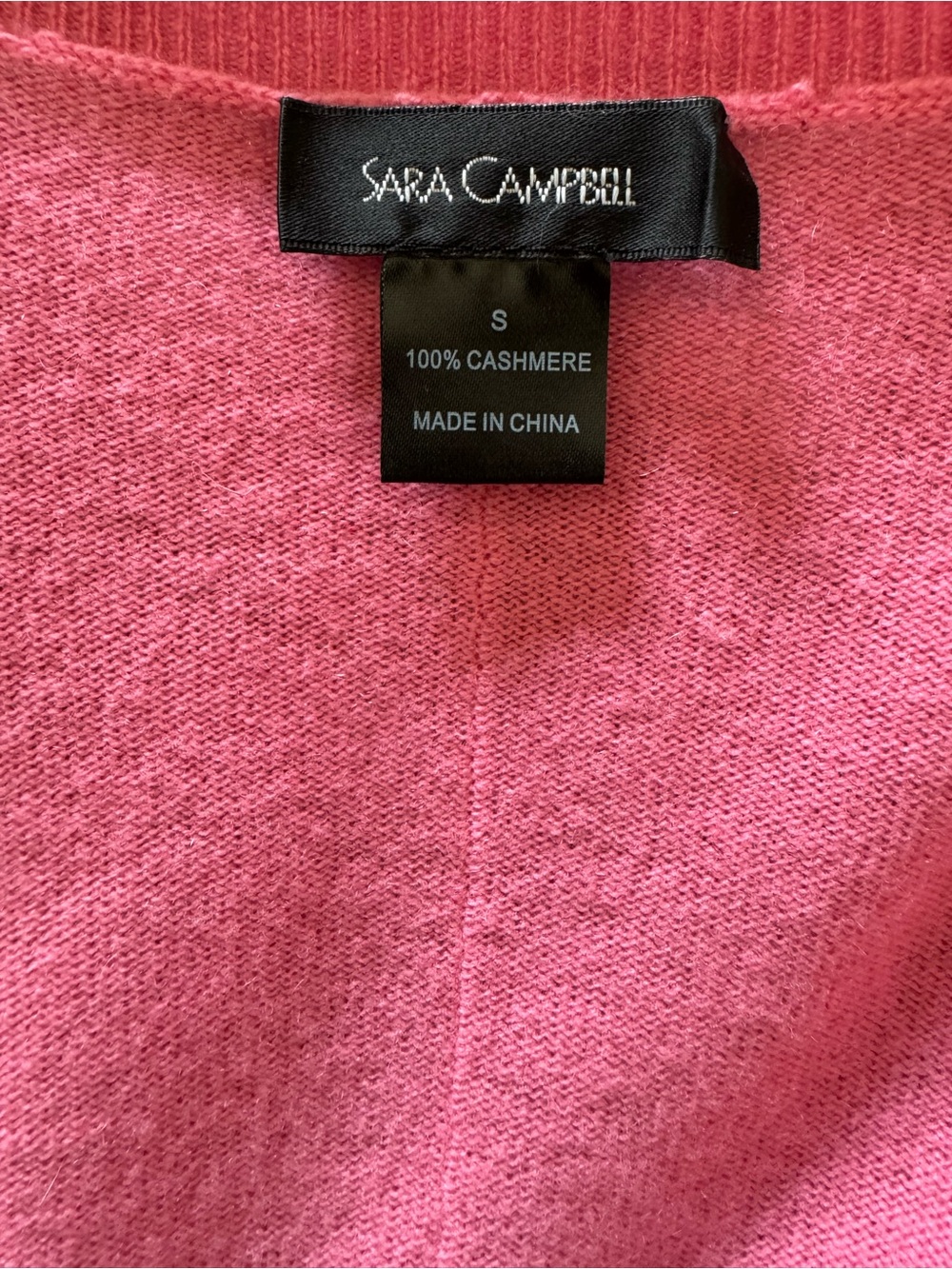 100% Cashmere Cardigan Pink Open-Front Fringe Hem Sweater - Picture 6 of 6